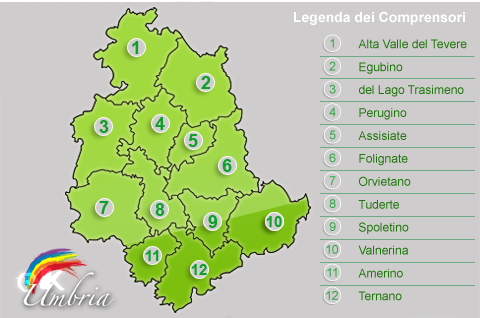 la mappa dei parchi della regione umbria